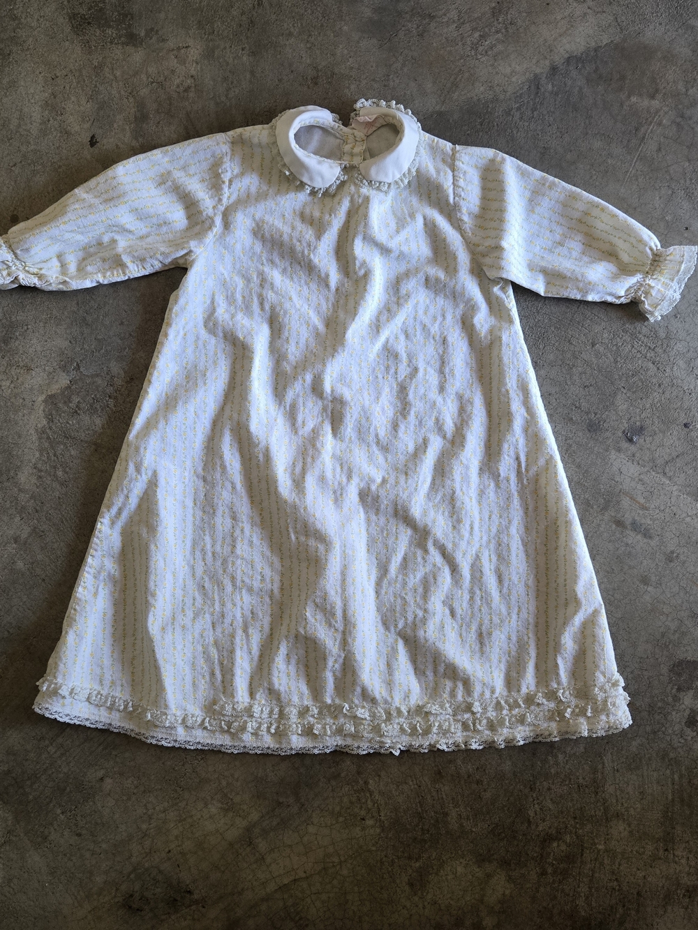 2 For $15 Vintage White and Yellow Girls' Nightgown with Peter Pan Collar